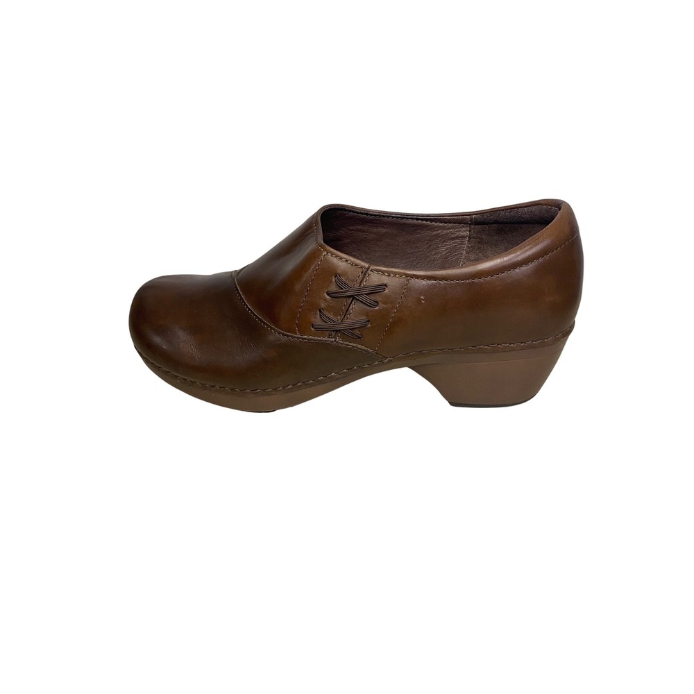 Dansko Stacie Brown Leather Nursing‎ Mules Clogs Women 39 Slip On Shoes Comfort
